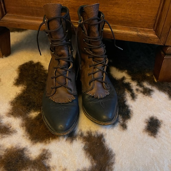 Vintage Abilene Western Lace Up Kiltie Boots - Picture 7 of 15
